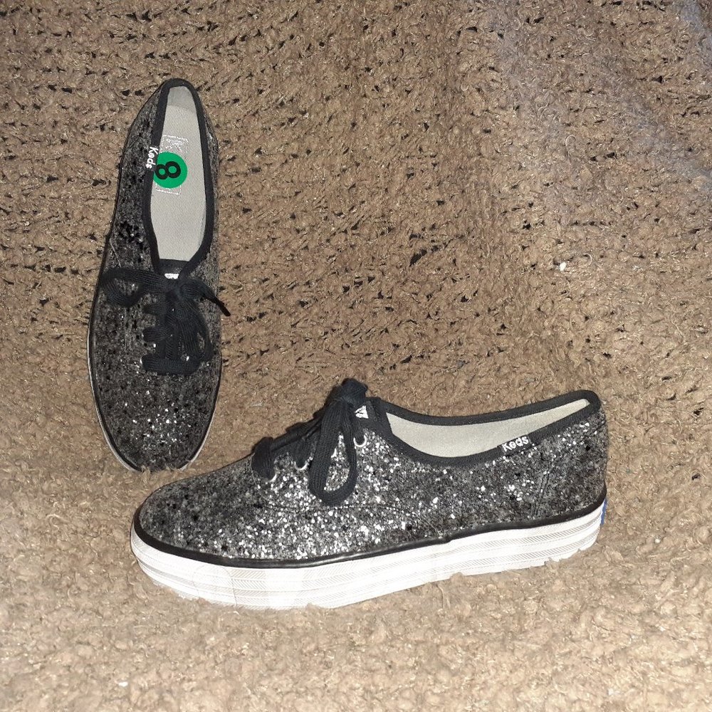 KedsDouble DeckerBlack/Silver GlitterLaceUp Oxfor… Gem